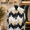 Premium Black, White & Beige Geometric Printed Shirt for Men