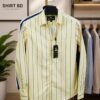 Premium Yellow & White Vertical Stripe Casual Shirt for Men