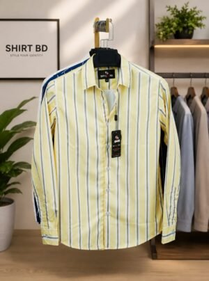 WhatsApp Image 2026-08-21 at 4.37.17 PM Premium Yellow & White Vertical Stripe Casual Shirt for Men